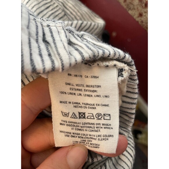 Anthropologie Women’s Striped Linen Pull-On Crop Pants size XS Tapered Lagenlook - Picture 7 of 7